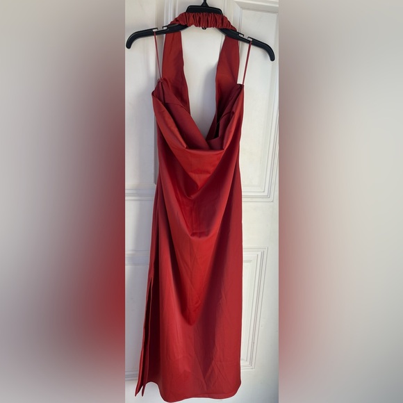 NEW Anthropologie cowl neck halter MIDI dress in red size large women’s NWT - Picture 2 of 7